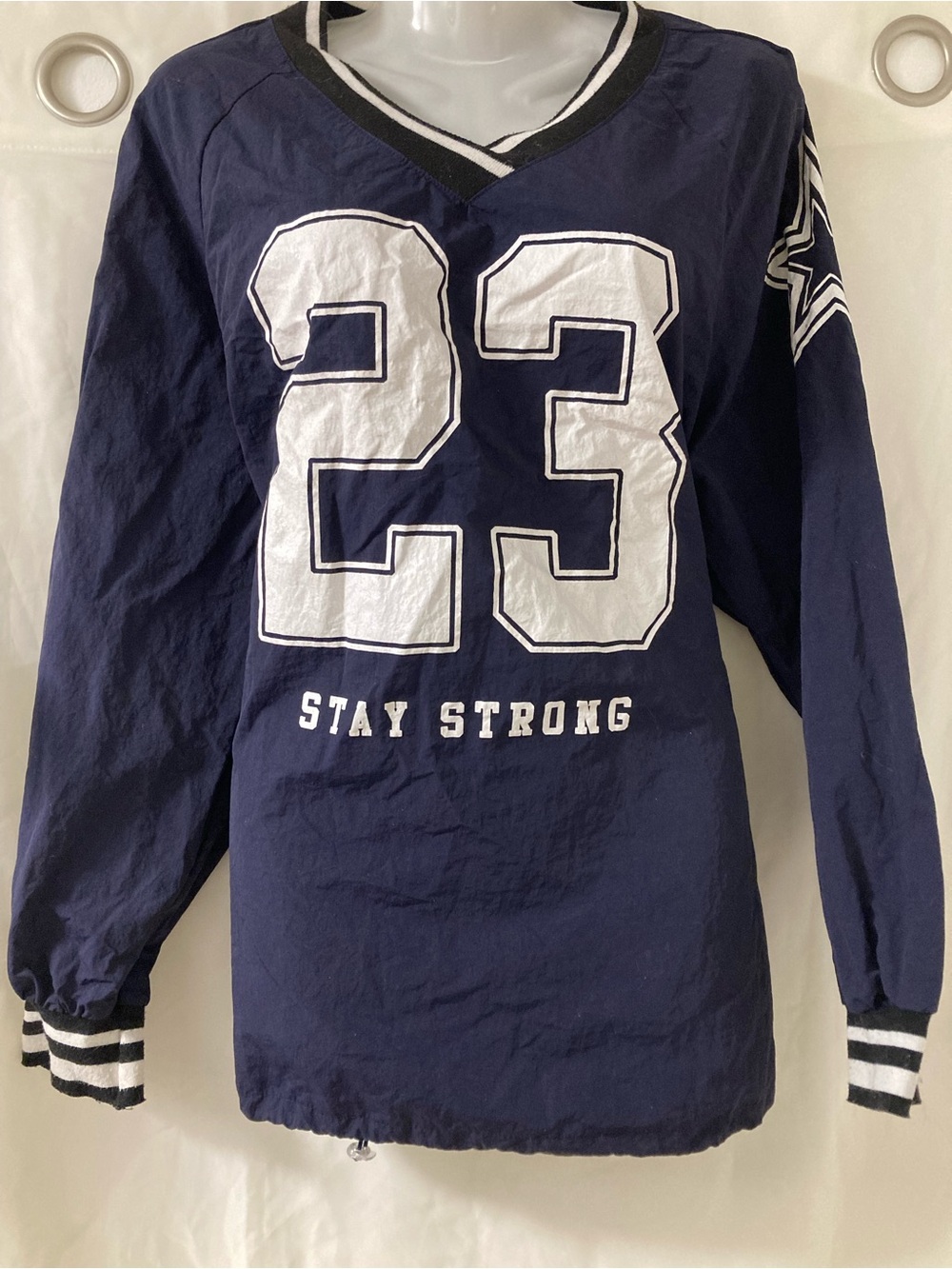 Shein Stay Strong 23 Pullover Windbreaker Jersey Navy White Women’s L